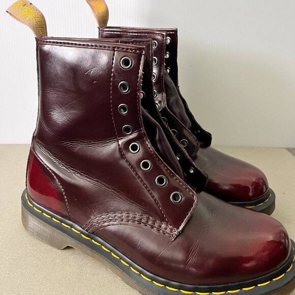 Dr Martens Vegan Cherry Red Boots Women's Size 9 US - Picture 1 of 11